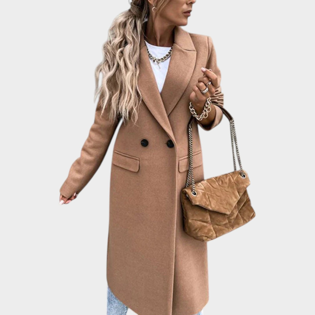 Women’s Long Coat Double Breasted Notch Collar