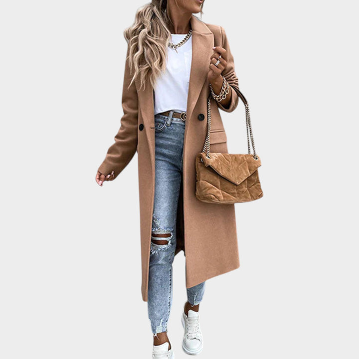 Women’s Long Coat Double Breasted Notch Collar