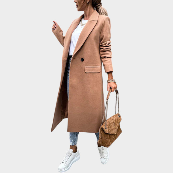 Women’s Long Coat Double Breasted Notch Collar