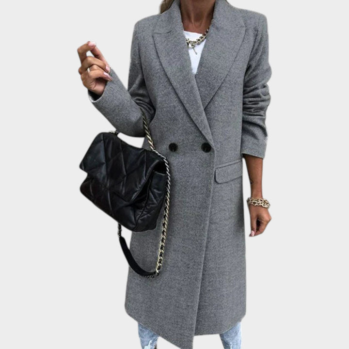 Women’s Long Coat Double Breasted Notch Collar