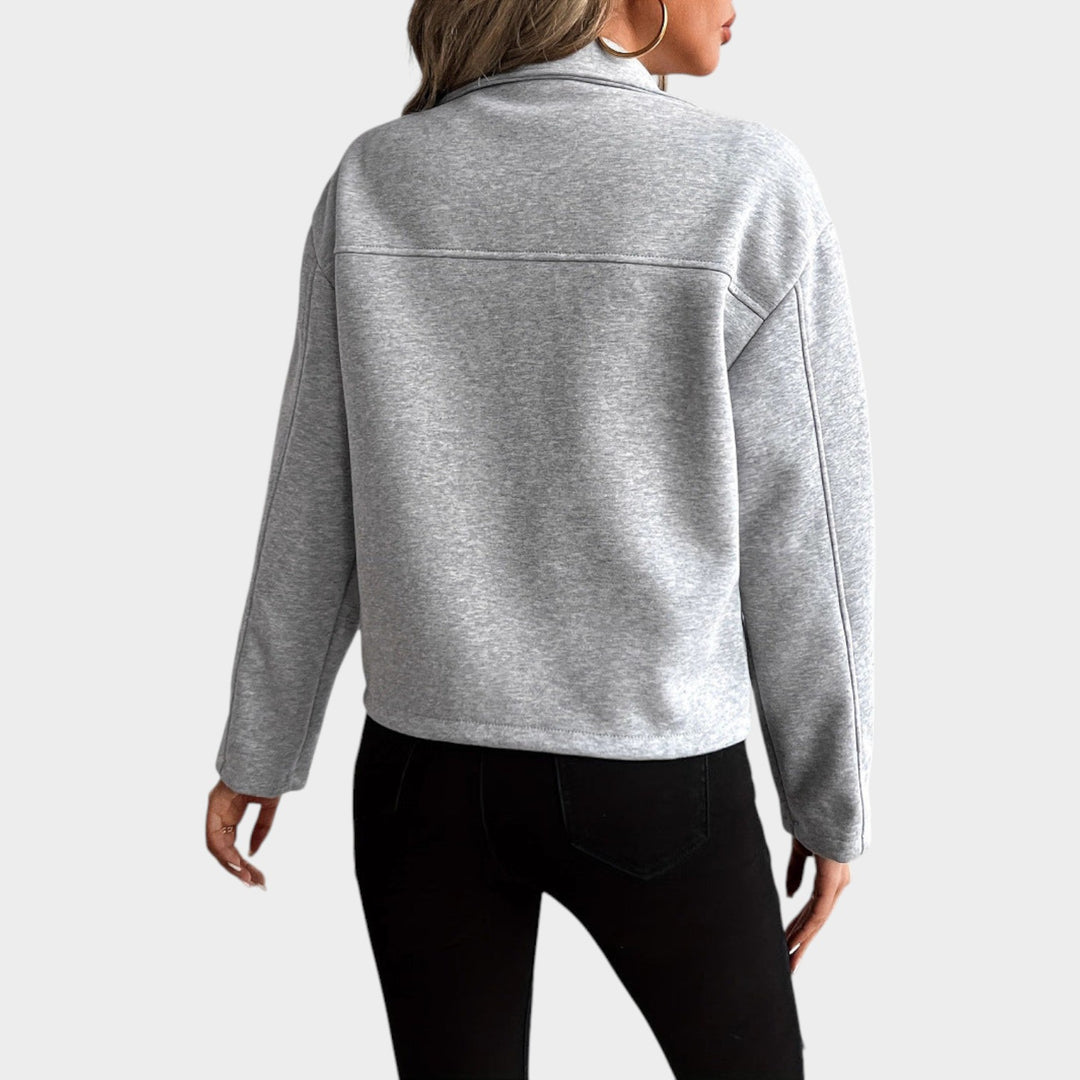 Women’s Fleece Jacket Zip Front Flap Pockets