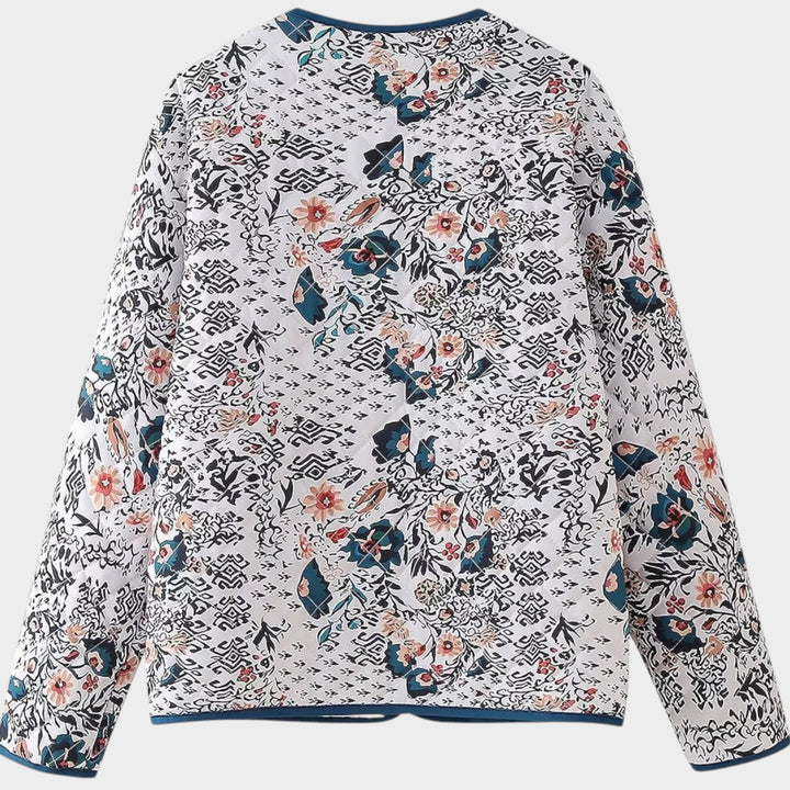 Women’s Quilted Jacket Casual Floral Print Button Front