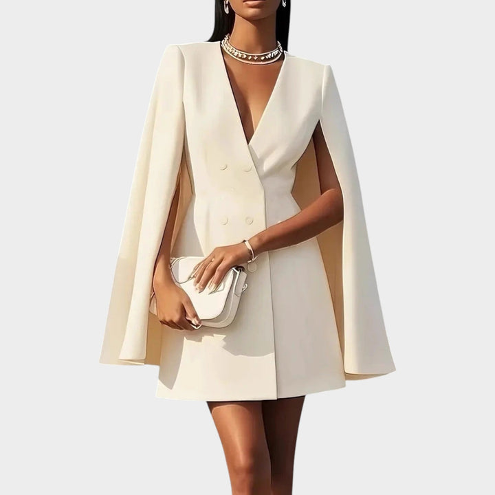 Women’s Blazer Dress | Elegant Double-Breasted Cape Mini for Party &amp; Formal Events