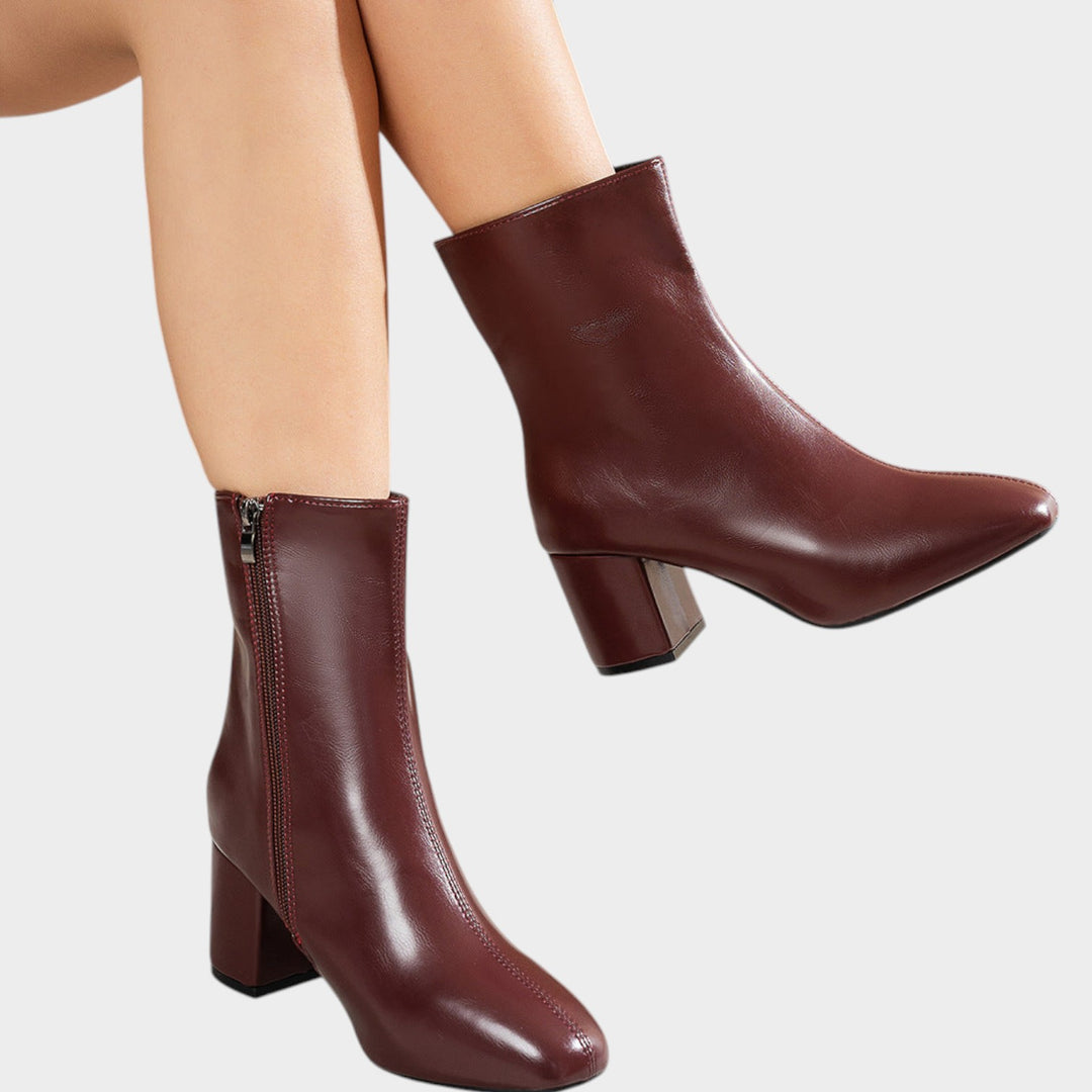 Women’s Ankle Boots Block Heel Side Zip
