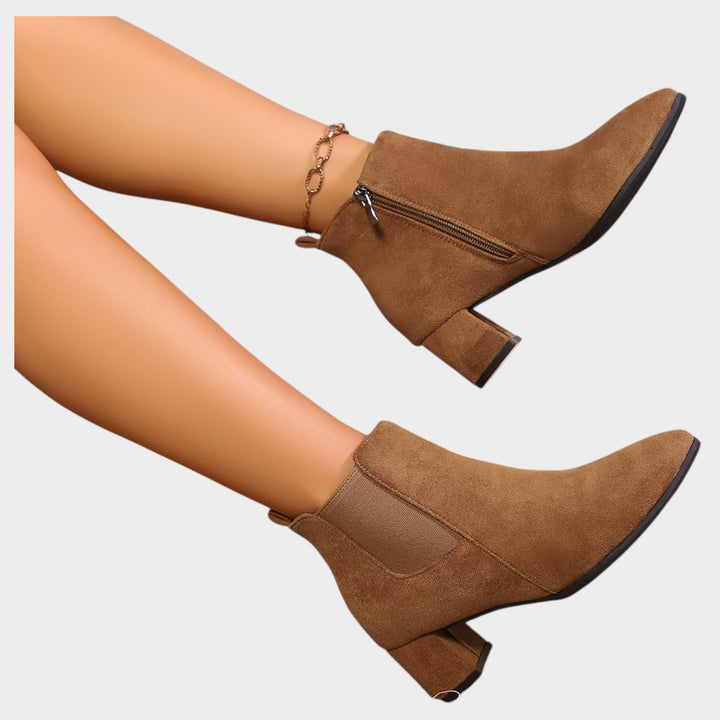 Women’s Ankle Boots Block Heel Side Zipper Classic Style