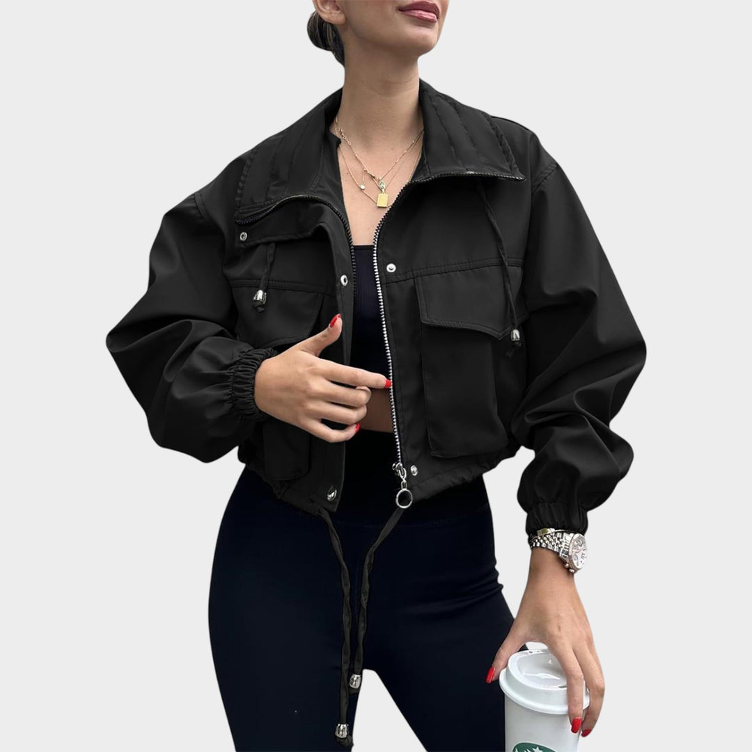 Women’s Cropped Jacket Drawstring Elastic Cuffs