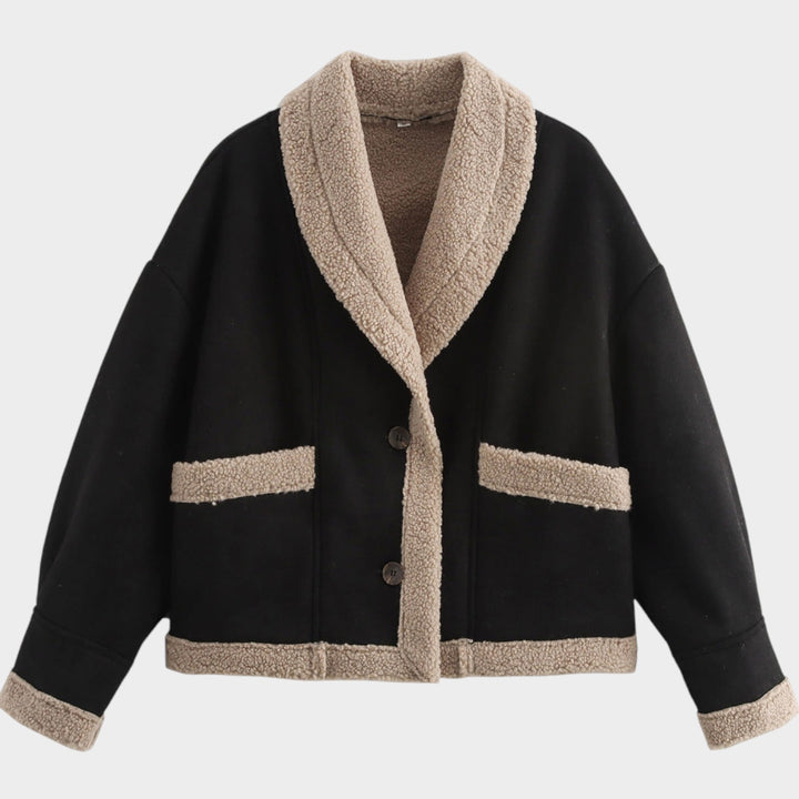 Women’s Sherpa Jacket Casual Suede Button Front