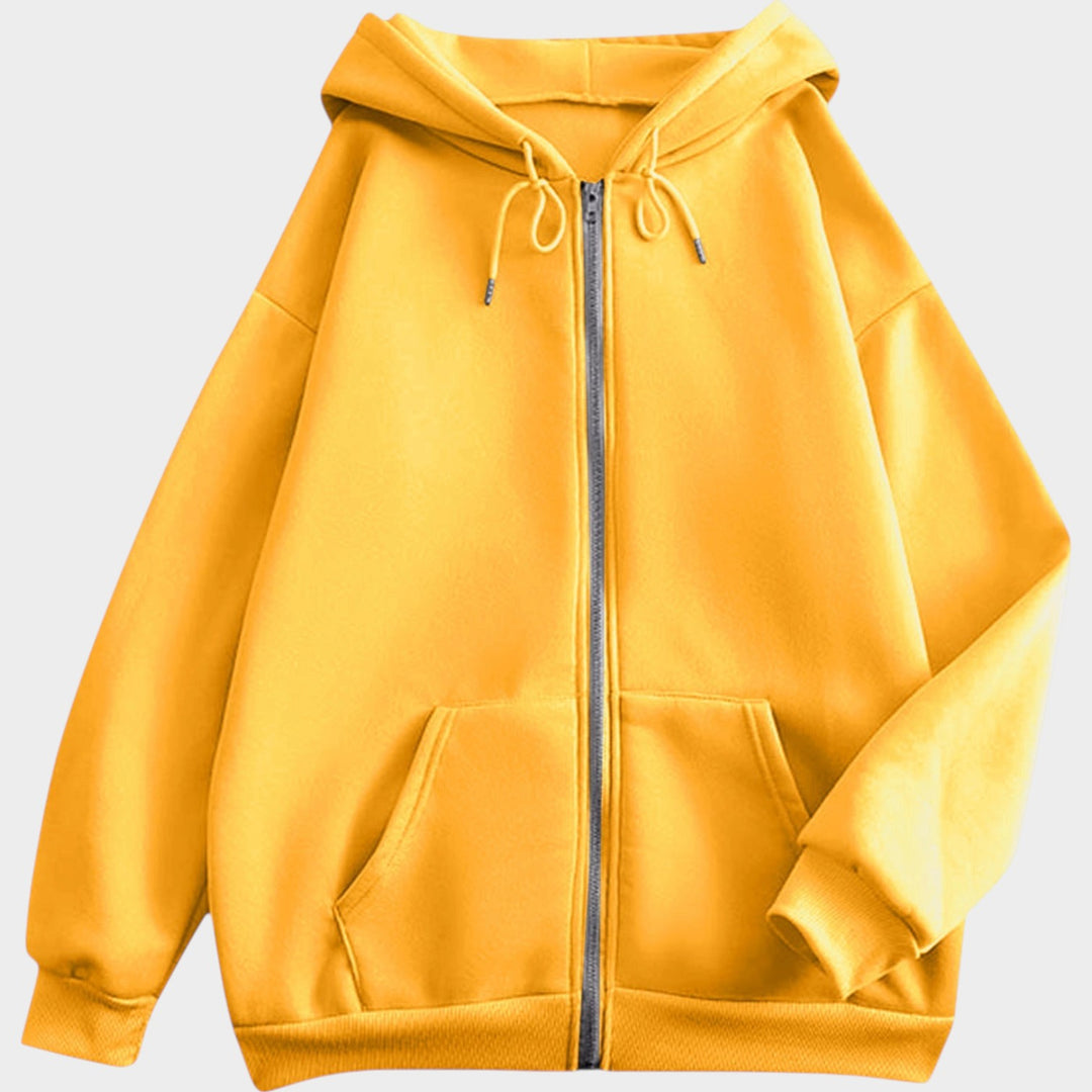 Women’s Zip Up Hoodie Jacket Loose Fit Ribbed Cuffs