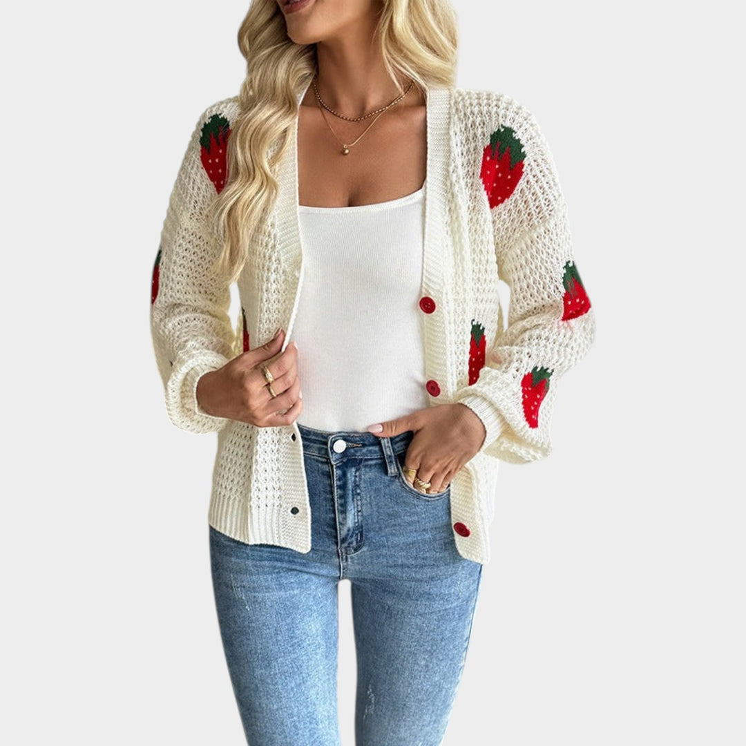 Women’s Button Up Cardigan V Neck Cropped Fit