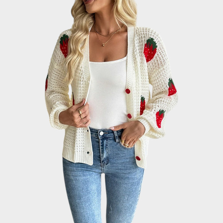 Women’s Button Up Cardigan V Neck Cropped Fit