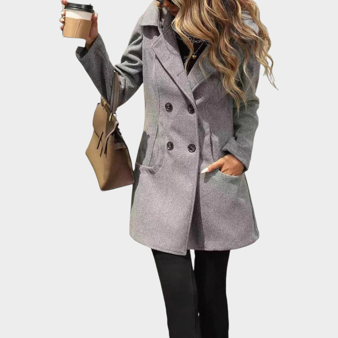 Women’s Coat Double Breasted Coat Longline Lapel