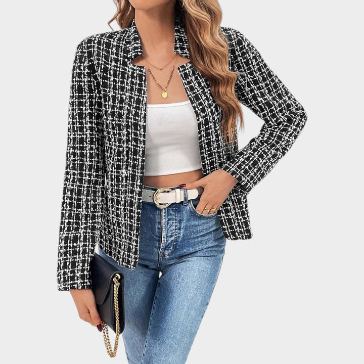 Women’s Blazer Tweed Fitted Open Front Tailored Style
