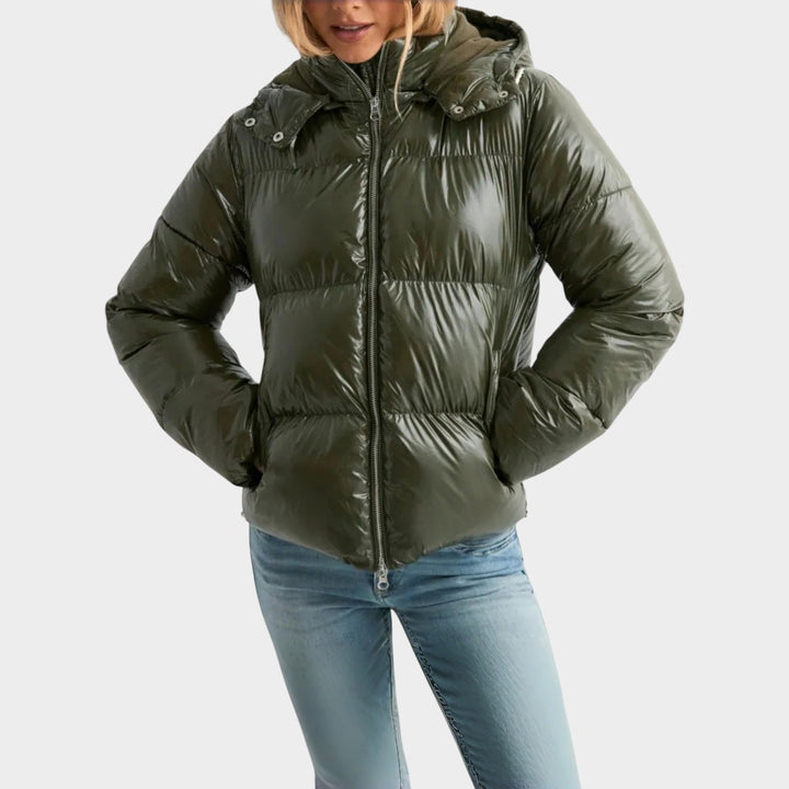 Women’s Puffer Coat Adjustable Hood Zip Pockets