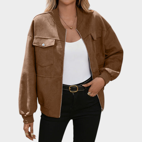 Women's Bomber Jacket Oversized Long Sleeve