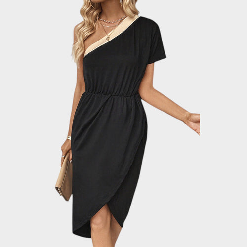 Women's One Shoulder Midi Dress | Elegant Tulip Hem Casual Party Style