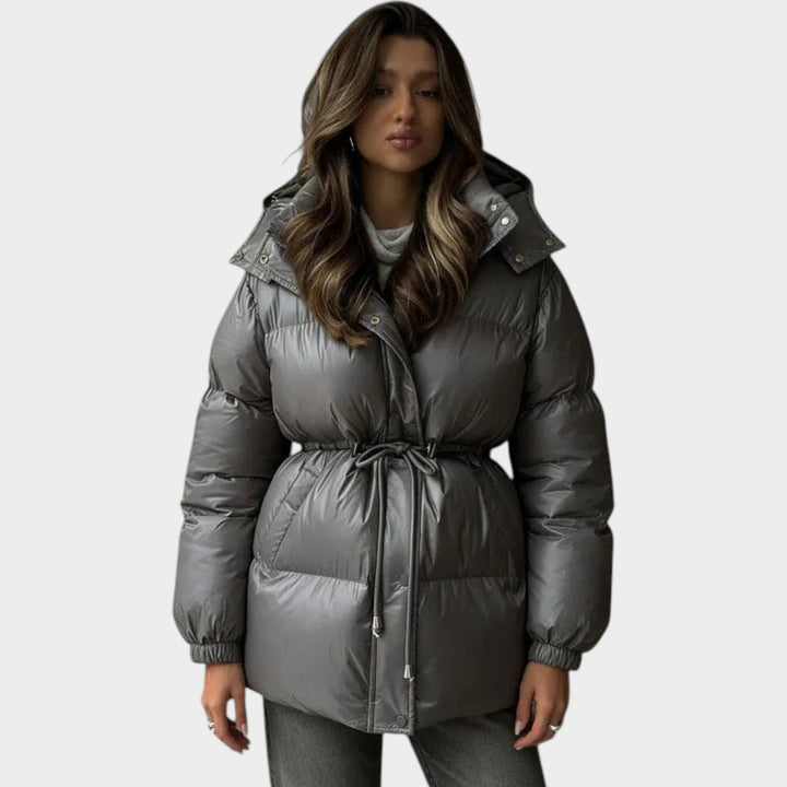 Women’s Puffer Jacket Adjustable Drawstring Waist Hooded