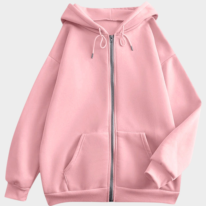 Women’s Zip Up Hoodie Jacket Loose Fit Ribbed Cuffs
