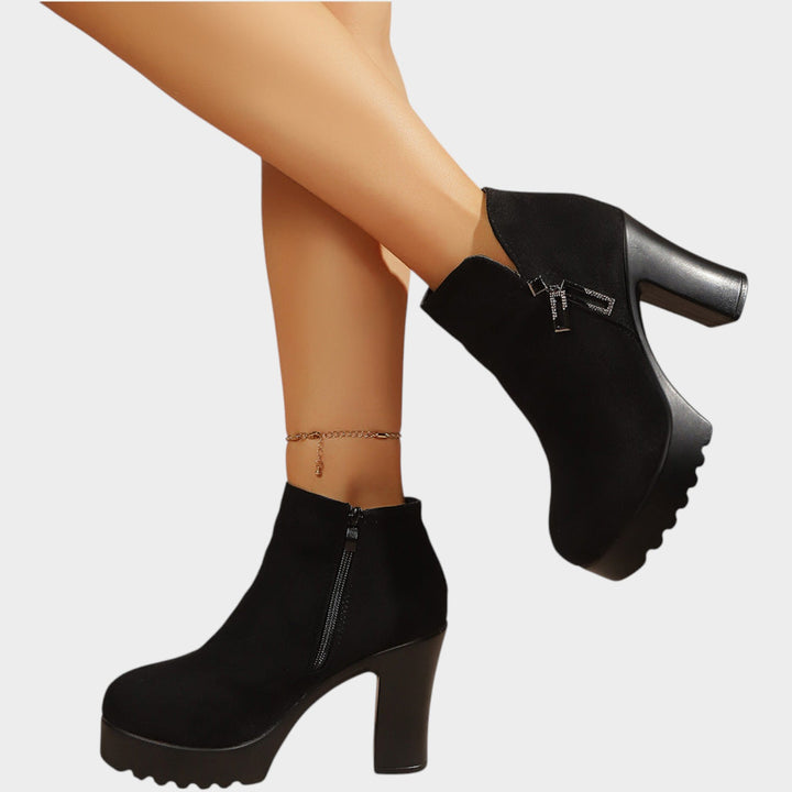 Women’s Ankle Boots Block Heel Side Zipper Classic Style