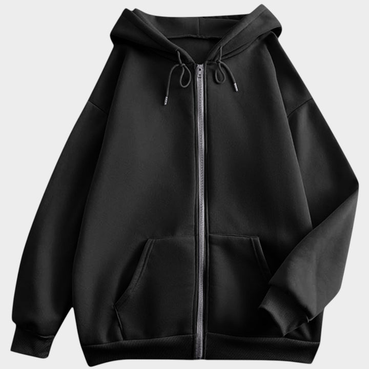 Women’s Zip Up Hoodie Jacket Loose Fit Ribbed Cuffs