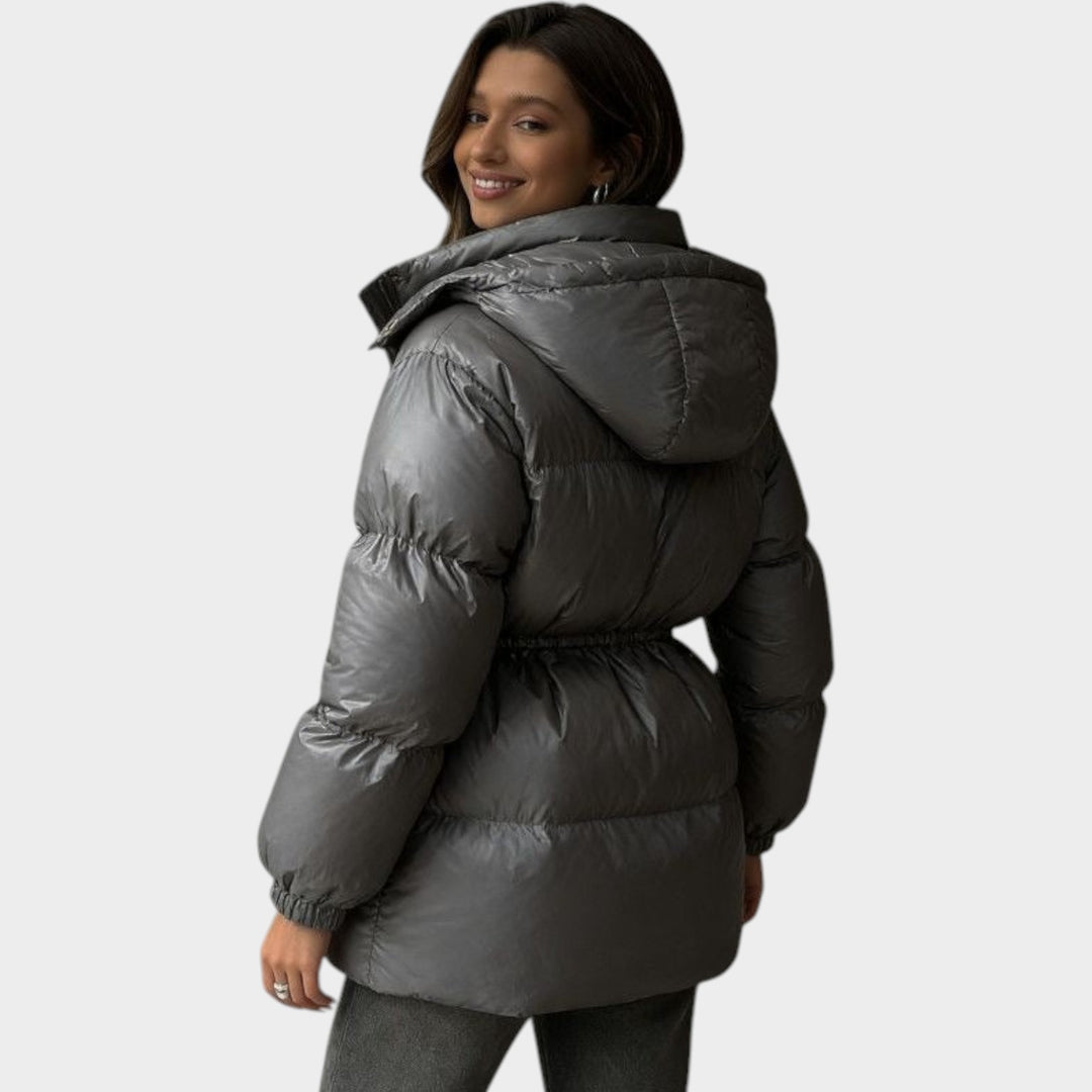 Women’s Puffer Jacket Adjustable Drawstring Waist Hooded
