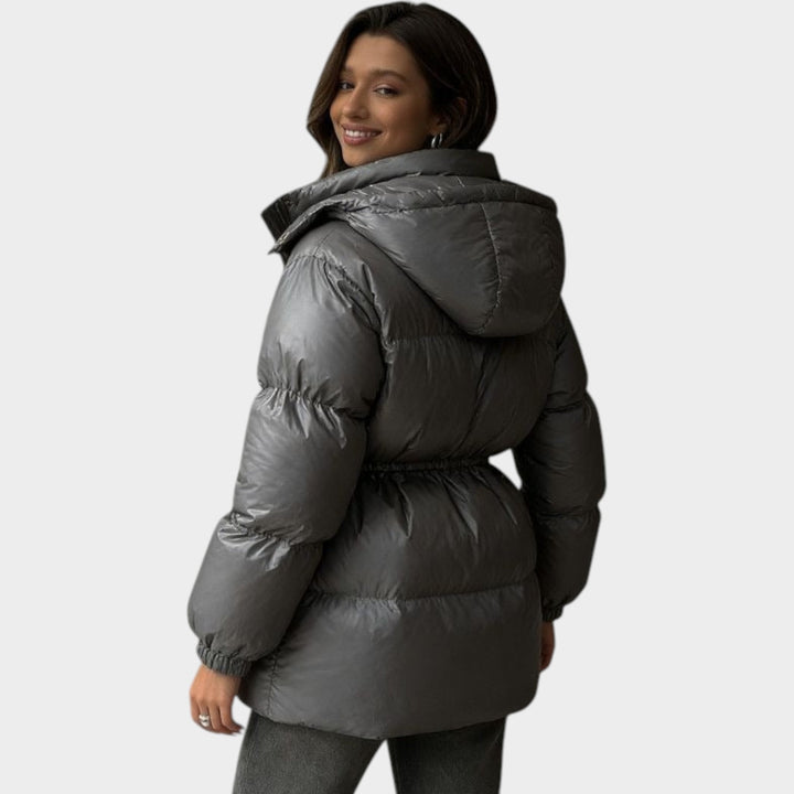 Women’s Puffer Jacket Adjustable Drawstring Waist Hooded
