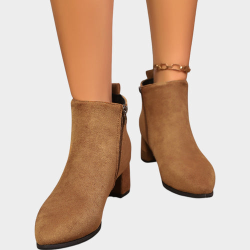Women’s Ankle Boots Block Heel Side Zipper Classic Style
