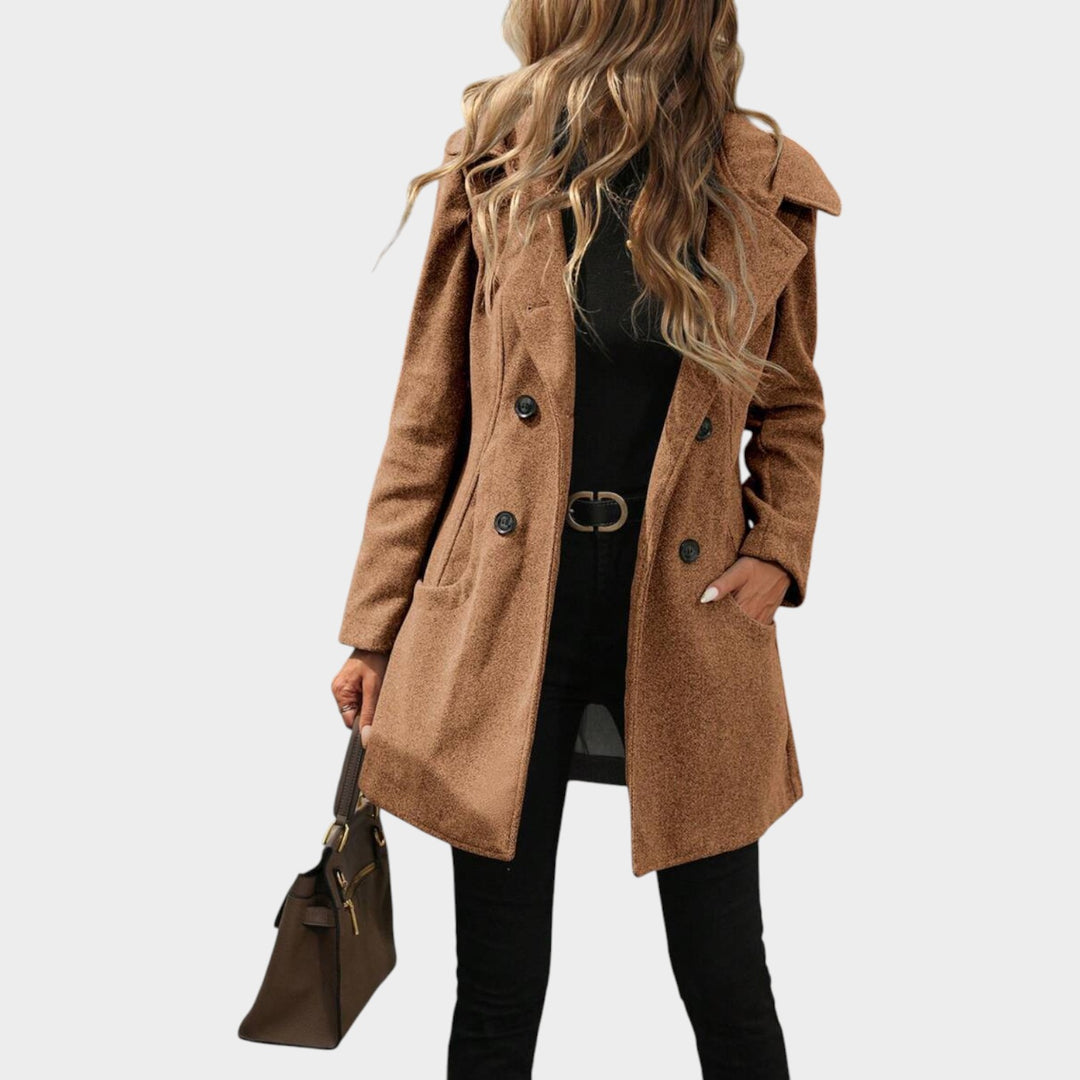 Women’s Coat Double Breasted Coat Longline Lapel