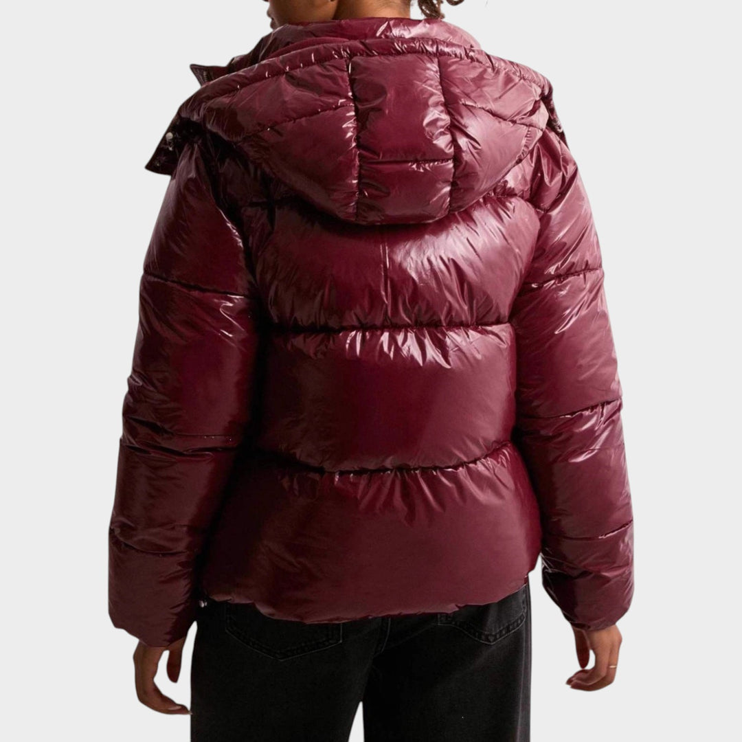 Women’s Puffer Jacket Quilted Adjustable Hood Zip Pockets Casual Style