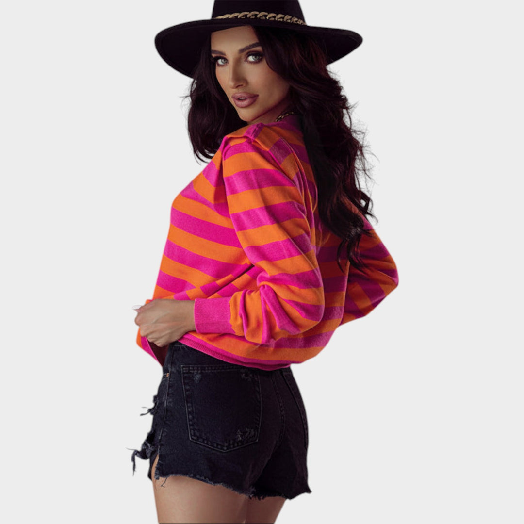 Women’s Striped Sweater Crew Neck Long Sleeve
