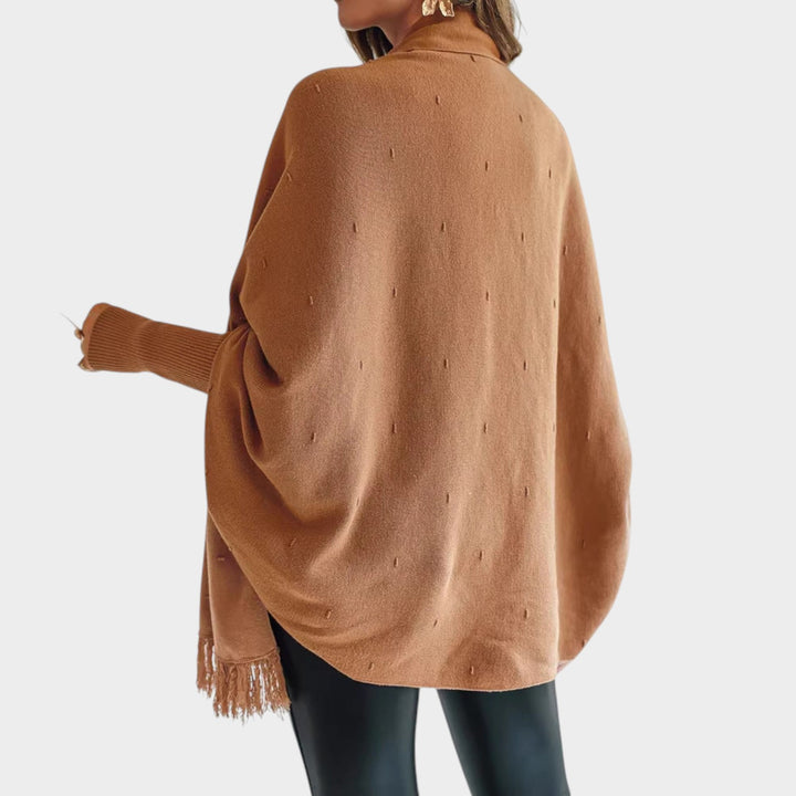 Women’s Poncho Fringe Trim Relaxed Fit