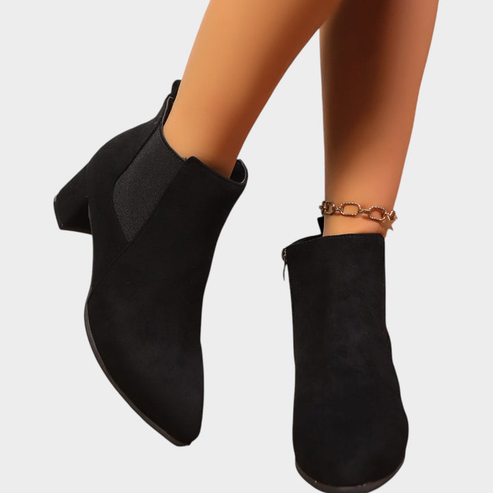 Women’s Ankle Boots Block Heel Side Zipper Classic Style
