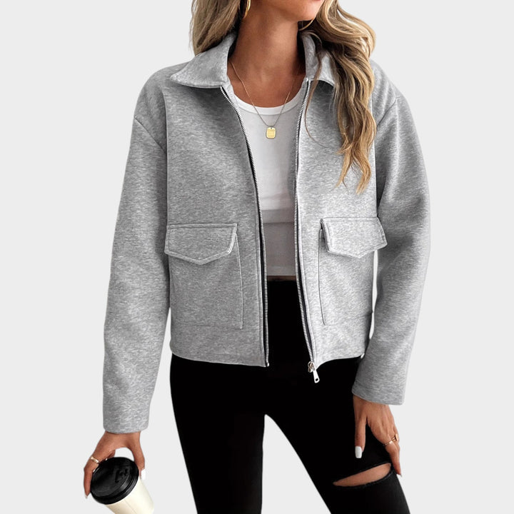 Women’s Fleece Jacket Zip Front Flap Pockets