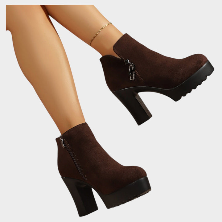 Women’s Ankle Boots Block Heel Side Zipper Classic Style