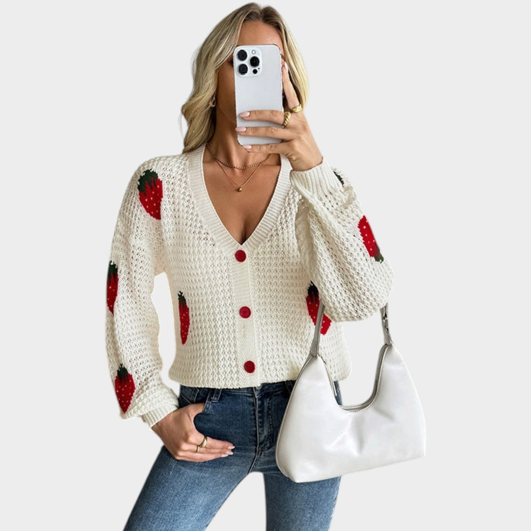 Women’s Button Up Cardigan V Neck Cropped Fit