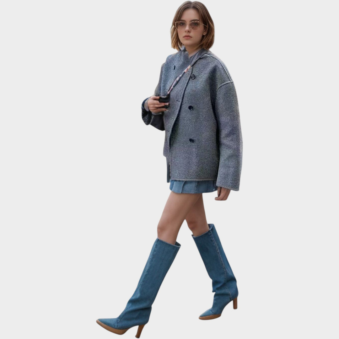 Women’s Wool Jacket Dual Zip Utility Pockets
