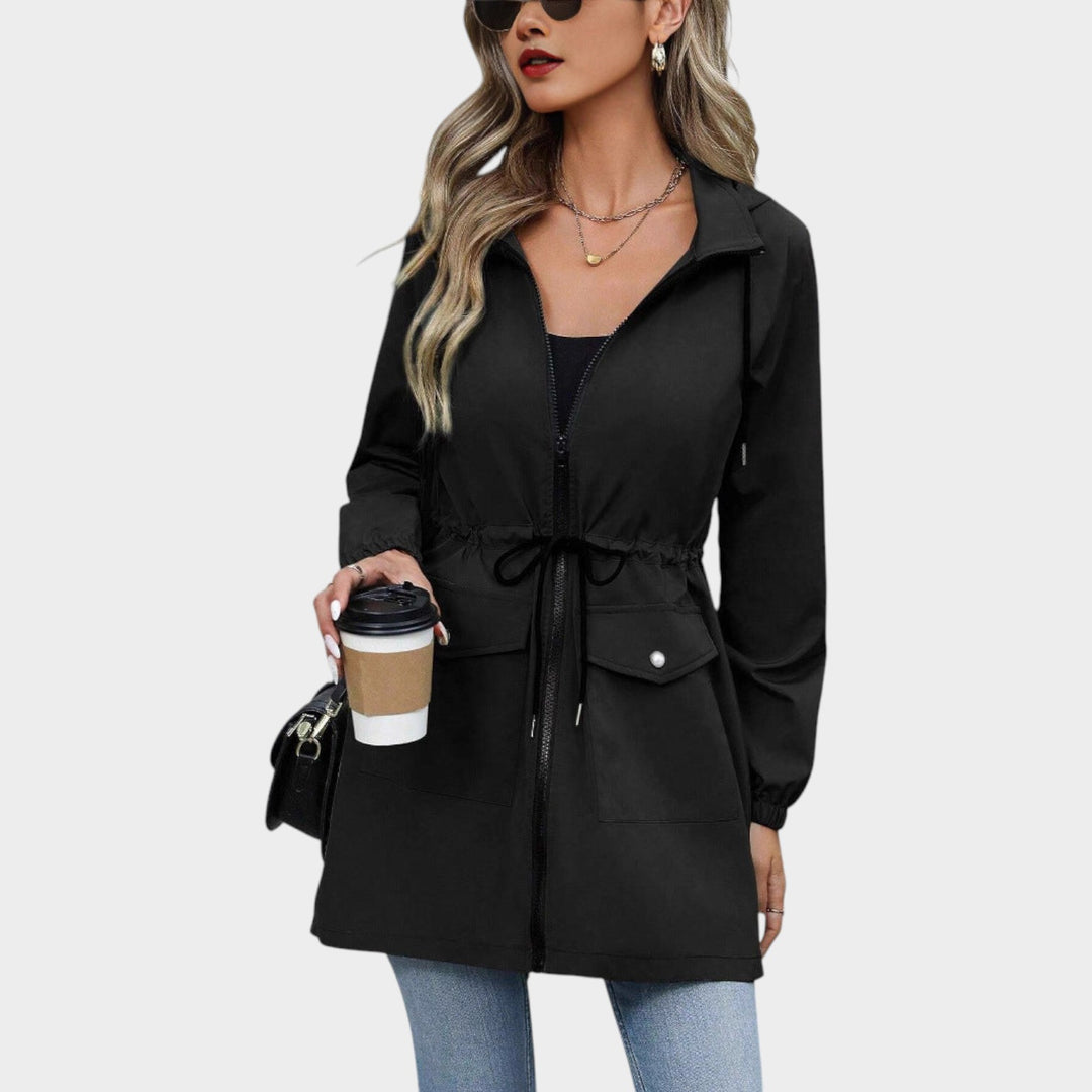 Women’s Waterproof Jacket Hooded Drawstring Waist