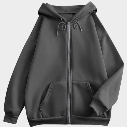 Women’s Zip Up Hoodie Jacket Loose Fit Ribbed Cuffs