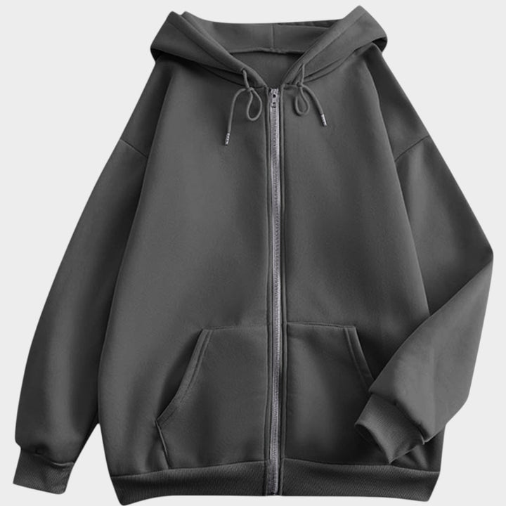 Women’s Zip Up Hoodie Jacket Loose Fit Ribbed Cuffs
