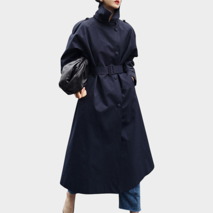 Women’s Trench Coat Casual Long Belted Button Front