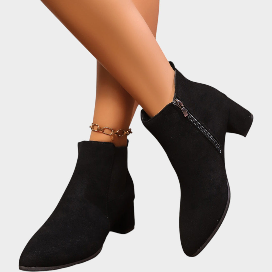 Women’s Ankle Boots Block Heel Side Zipper Classic Style