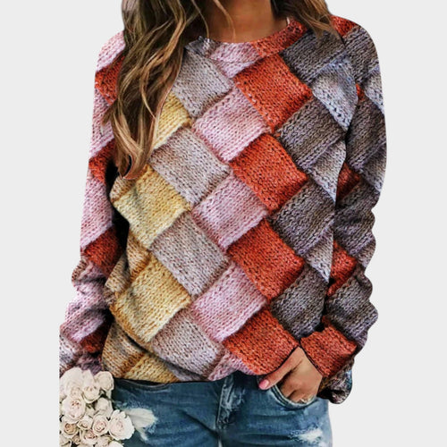 Women’s Knit Sweater Crew Neck Long Sleeve Casual Pullover
