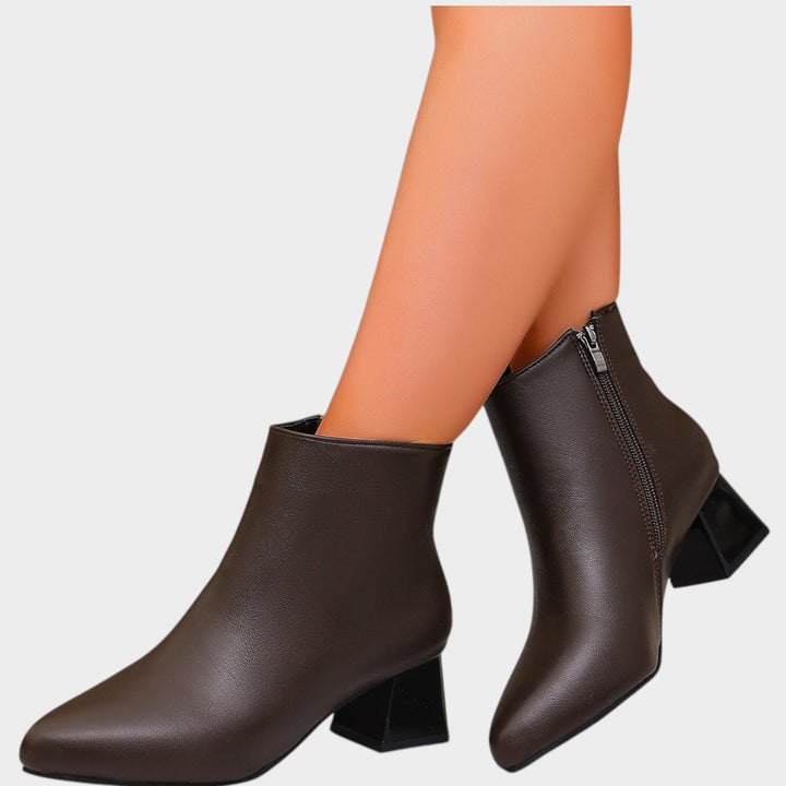 Women’s Ankle Boots Block Heel Side Zipper Classic Style