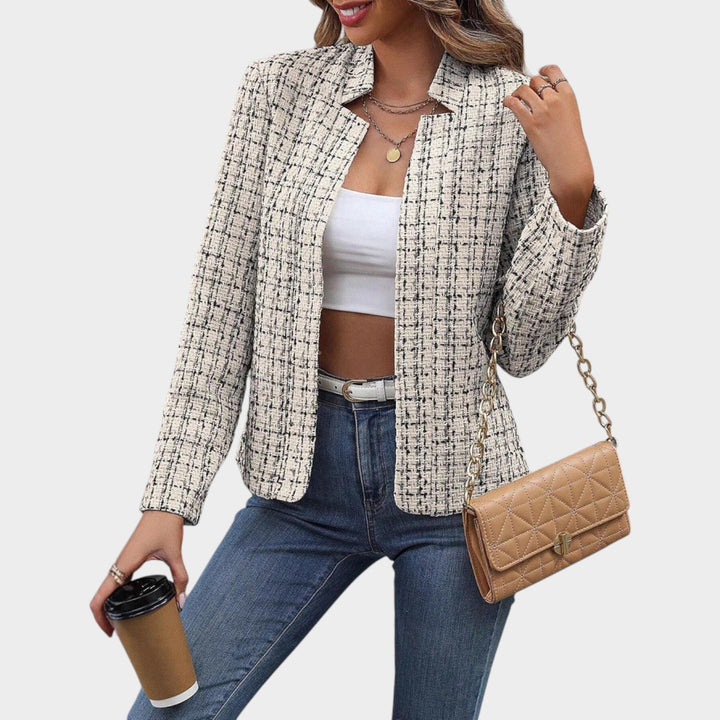 Women’s Blazer Tweed Fitted Open Front Tailored Style