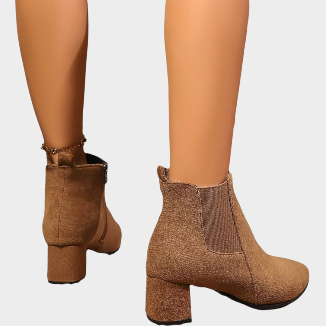 Women’s Ankle Boots Block Heel Side Zipper Classic Style