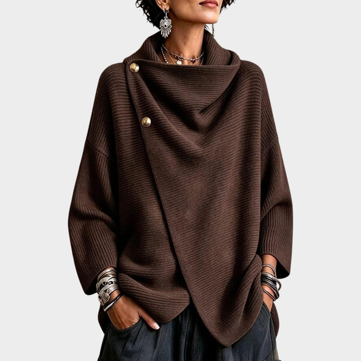 Women’s Knit Top Asymmetric Button Front Relaxed Fit