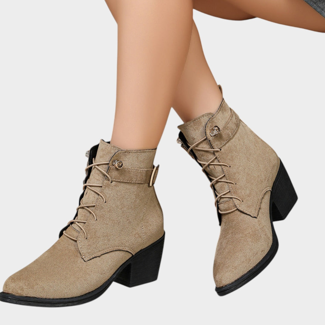 Women’s Ankle Boots Lace Up Block Heel Comfortable Fit