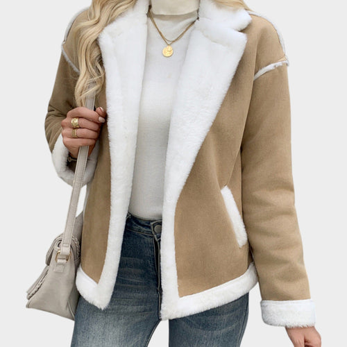 Women’s Fleece Jacket Lapel Collar Practical Pockets