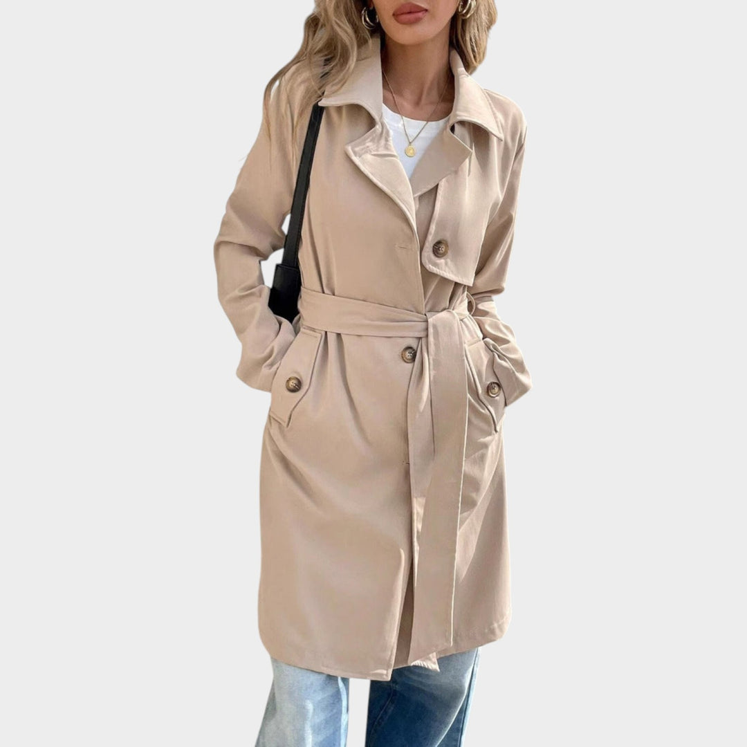 Women’s Trench Coat Button Front Practical Pockets Timeless Design