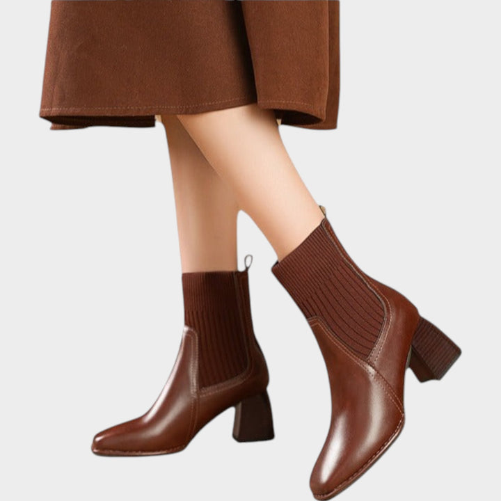 Women’s Ankle Boots Chunky Knit Insert Sturdy Heel