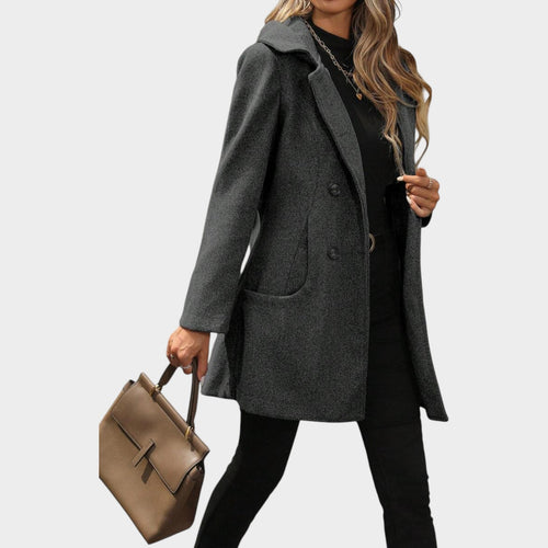 Women’s Coat Double Breasted Coat Longline Lapel